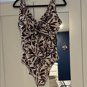 Leaf Print One-Piece Swimsuit